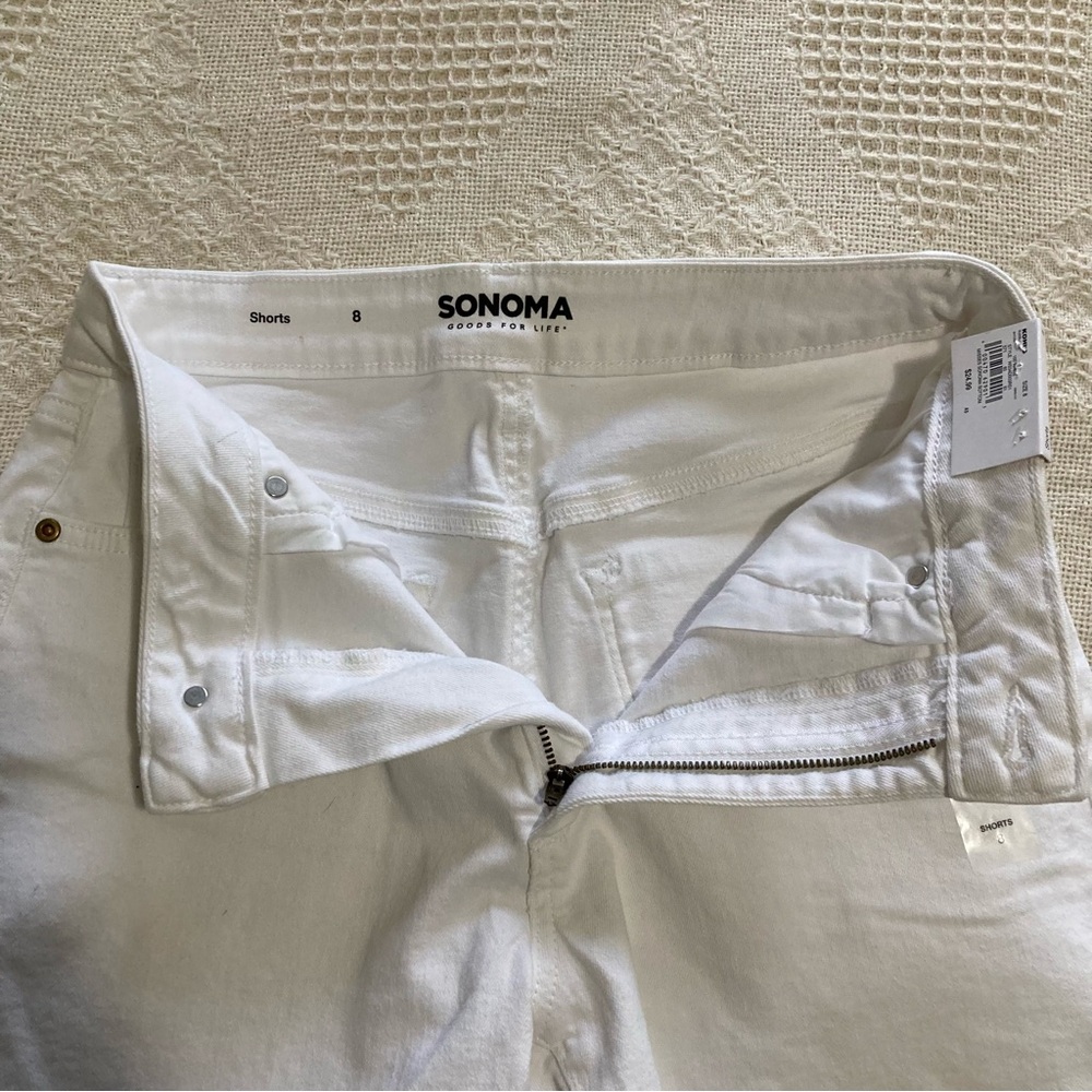 Sonoma Goods for Life White Denim Cuffed High Rise Shorts Women’s Size 8 NWT - Picture 6 of 10